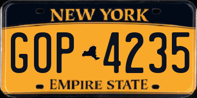 NY license plate GOP4235