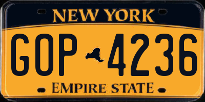NY license plate GOP4236