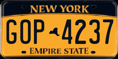 NY license plate GOP4237
