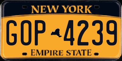 NY license plate GOP4239