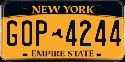 NY license plate GOP4244