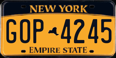 NY license plate GOP4245