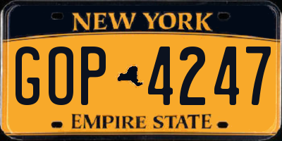 NY license plate GOP4247