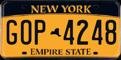 NY license plate GOP4248