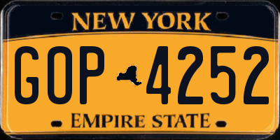 NY license plate GOP4252