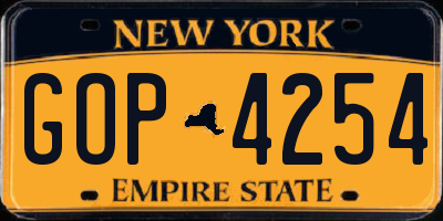 NY license plate GOP4254