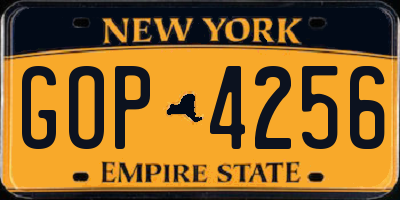 NY license plate GOP4256