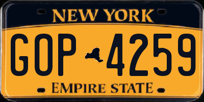NY license plate GOP4259