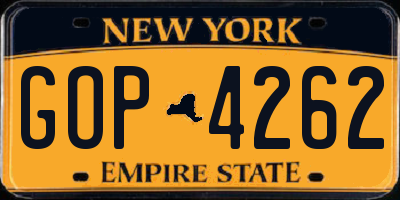 NY license plate GOP4262