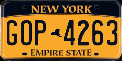 NY license plate GOP4263