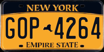 NY license plate GOP4264