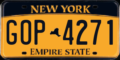 NY license plate GOP4271