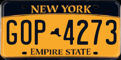 NY license plate GOP4273