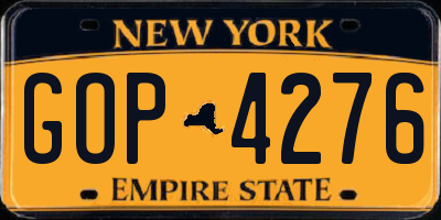 NY license plate GOP4276