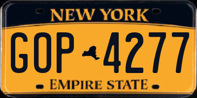 NY license plate GOP4277