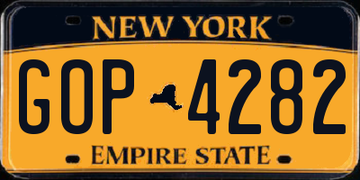 NY license plate GOP4282