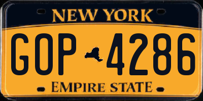 NY license plate GOP4286