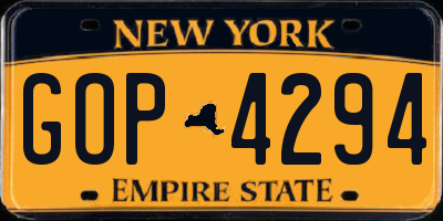 NY license plate GOP4294