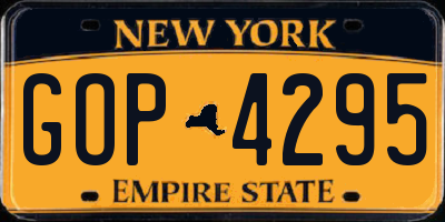NY license plate GOP4295
