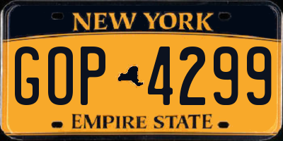 NY license plate GOP4299