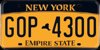 NY license plate GOP4300