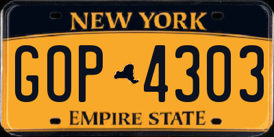 NY license plate GOP4303