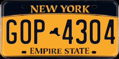 NY license plate GOP4304