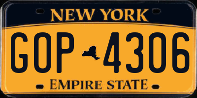 NY license plate GOP4306