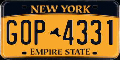 NY license plate GOP4331