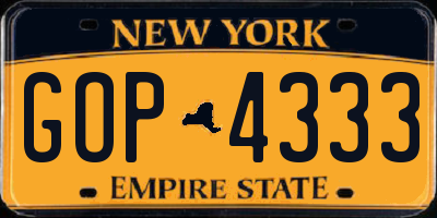 NY license plate GOP4333
