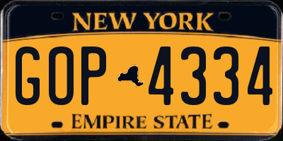NY license plate GOP4334