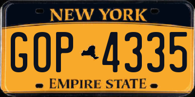 NY license plate GOP4335