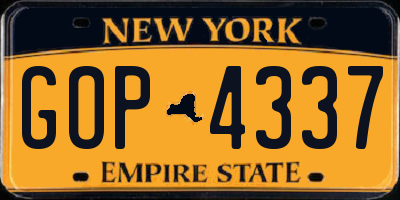 NY license plate GOP4337