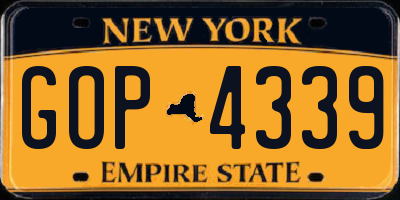 NY license plate GOP4339