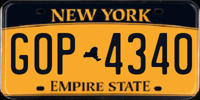 NY license plate GOP4340