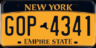NY license plate GOP4341