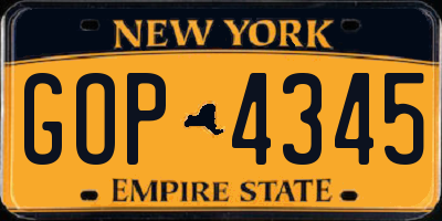 NY license plate GOP4345