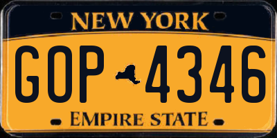 NY license plate GOP4346