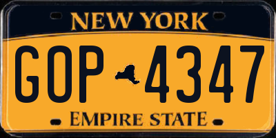 NY license plate GOP4347