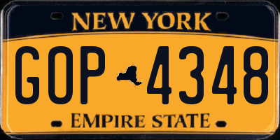 NY license plate GOP4348