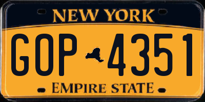 NY license plate GOP4351