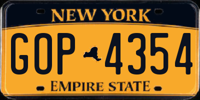 NY license plate GOP4354
