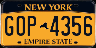 NY license plate GOP4356