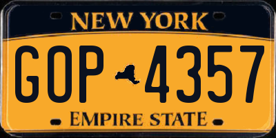 NY license plate GOP4357