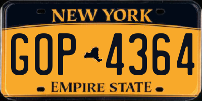NY license plate GOP4364