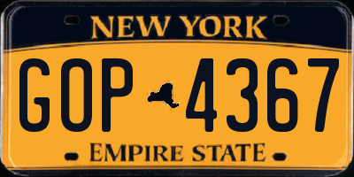 NY license plate GOP4367