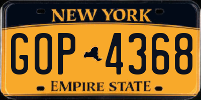 NY license plate GOP4368