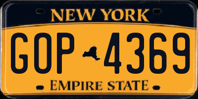 NY license plate GOP4369