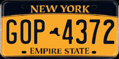 NY license plate GOP4372