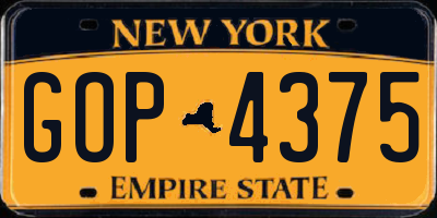 NY license plate GOP4375